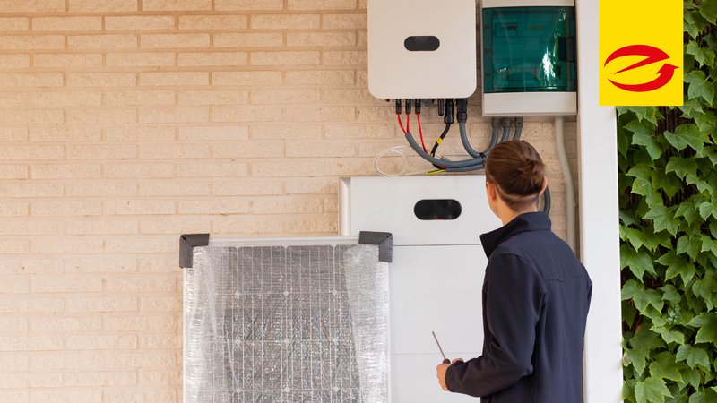 Techniker installiert ein Sonnensystem für Erneuerbare Energien